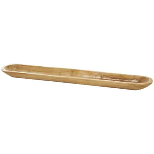 BROWN TEAK WOOD HANDMADE LONG SLIM LIVE EDGE DECOR TRAY