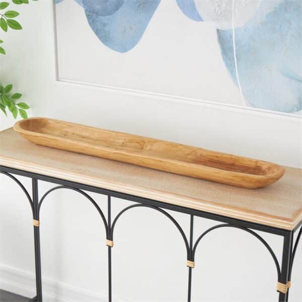 BROWN TEAK WOOD HANDMADE LONG SLIM LIVE EDGE DECOR TRAY - Image 3