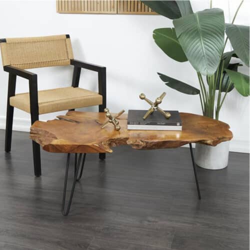 TEAK WOOD HANDMADE LIVE EDGE COFFEE TABLE