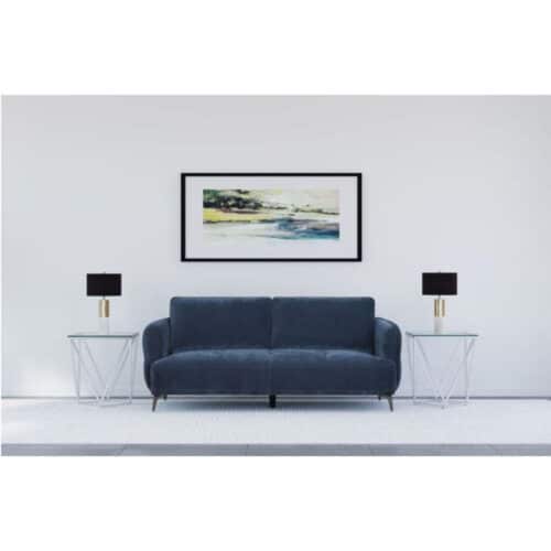 LIVELY CHENILLE UPHOLSTERED MODERN TRACK ARM SOFA, BLUE