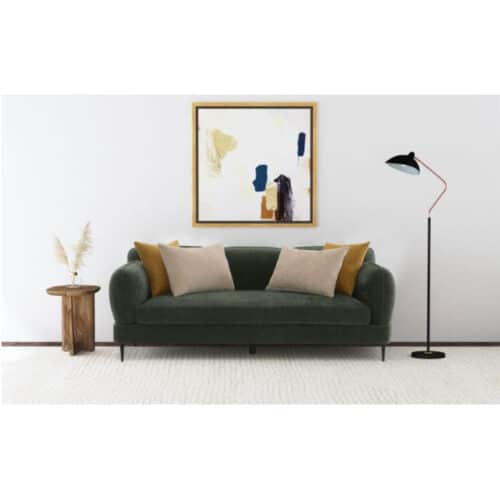 JADE CHENILLE GREEN UPHOLSTERED MODERN TRACK ARM SOFA