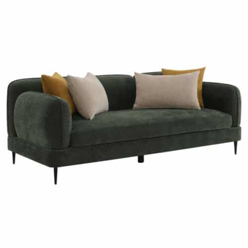 JADE CHENILLE GREEN UPHOLSTERED MODERN TRACK ARM SOFA