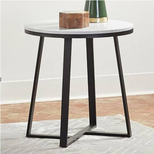 HUGO ROUND FAUX MARBLE END TABLE