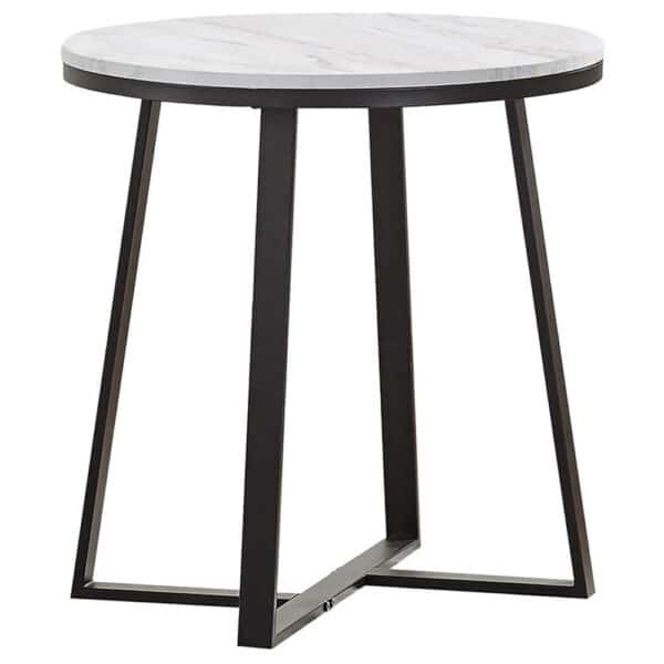 HUGO ROUND FAUX MARBLE END TABLE