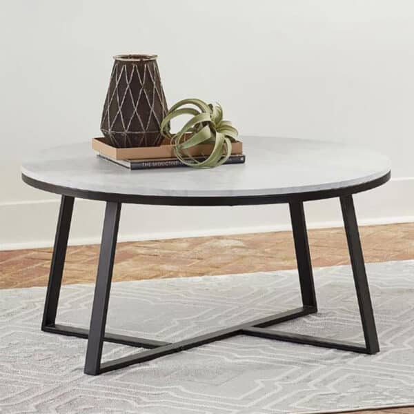HUGO ROUND FAUX MARBLE COFFEE TABLE - Image 2