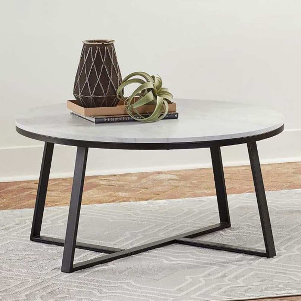 HUGO ROUND FAUX MARBLE COFFEE TABLE - Image 2