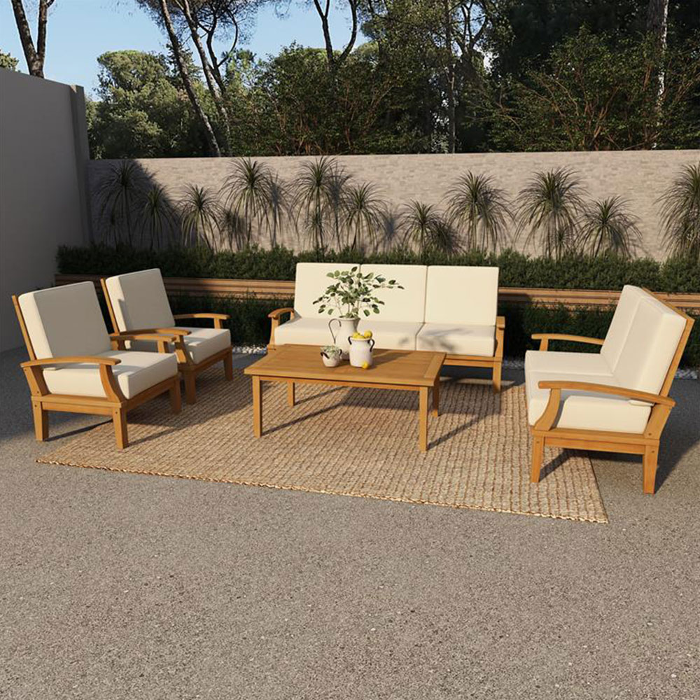 TEAK WOOD  OUTDOOR SEATING SET OF 5 - Image 2