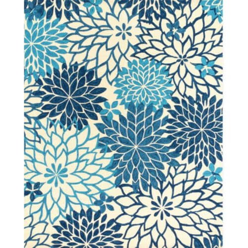 RAIN BLUE FLORAL RUG    3′ x 5′