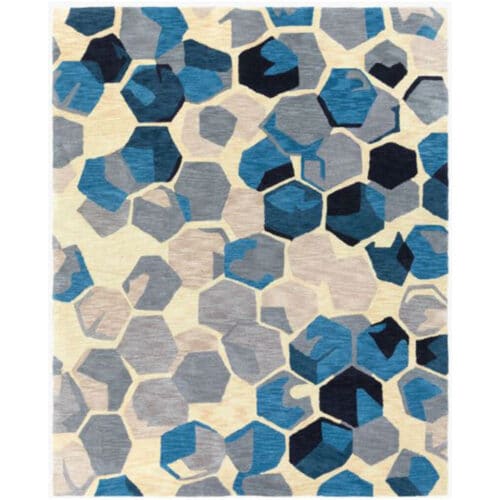 RIVIERA BLUE HANDMADE RUG    5′ X 7’6″