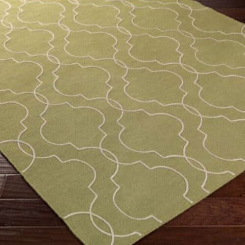 GREEN SEABROOK HANDMADE RUG   3’6″ x 5’6″