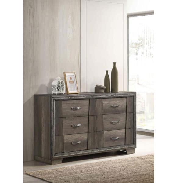 JANINE 6- DRAWER GREY DRESSER - Image 2