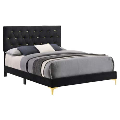 KENDALL UPHOLSTERED EASTERN KING PANEL BED BLACK