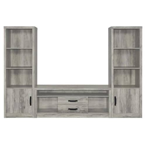 BURKE 3-PIECE 59in TV ENTERTAINMENT CENTER GREY DRIFTWOOD