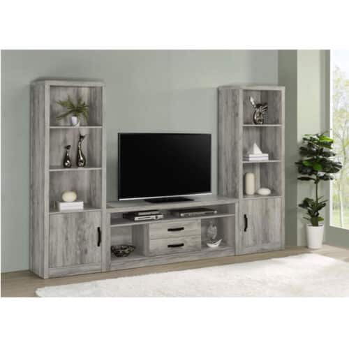 BURKE 3-PIECE 59in TV ENTERTAINMENT CENTER GREY DRIFTWOOD