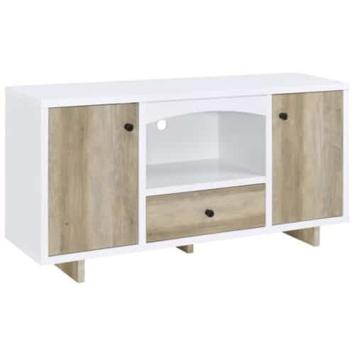 DALTON 2-DOOR STORAGE CABINET WHITE & DISTRESSED PINE