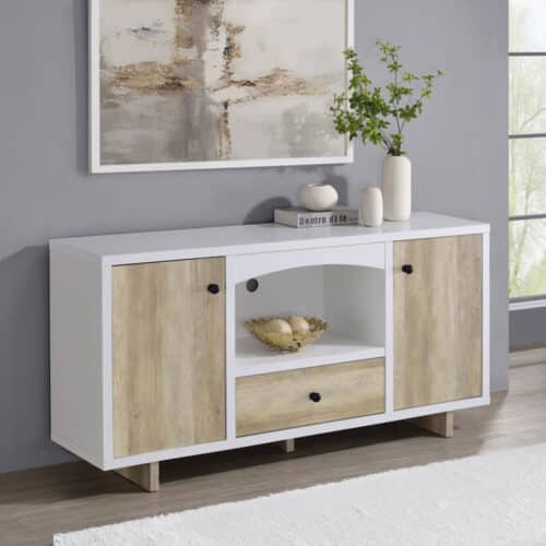 DALTON 2-DOOR STORAGE CABINET WHITE & DISTRESSED PINE