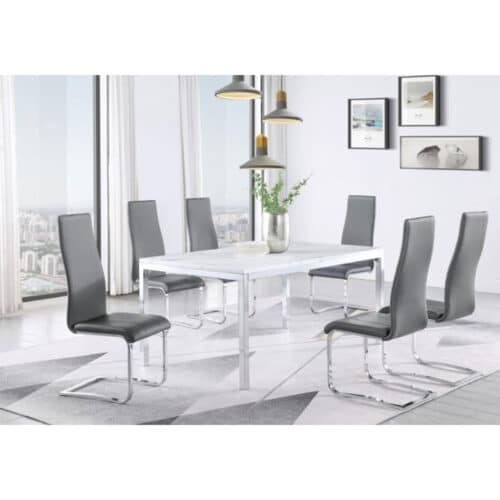 MONTCLAIR UPHOLSTERED HIGH BACK CHAIR,  GREY, SET OF 4