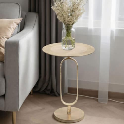 CHAMPAGNE METAL SIDE TABLE