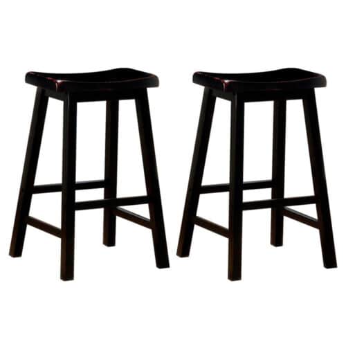 DURANT WOOD BACKLESS BAR STOOL, BLACK SET OF 2