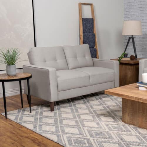 BOWEN UPHOLSTERED TRACK ARM TUFTED LOVESEAT, BEIGE