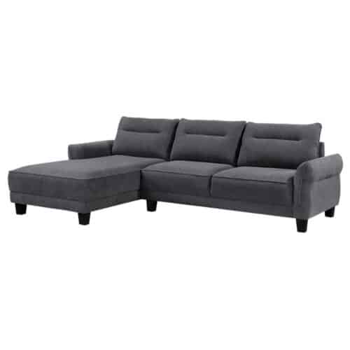 CASPIAN UPHOLSTERED CURVED ARM CHAISE SECTIONAL SOFA, GREY
