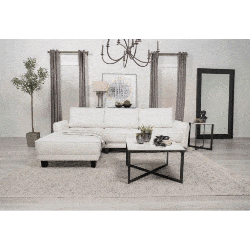 CASPIAN UPHOLSTERED CURVED ARMS SECTIONAL SOFA, WHITE