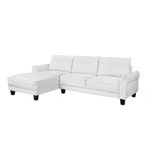 CASPIAN UPHOLSTERED CURVED ARMS SECTIONAL SOFA, WHITE