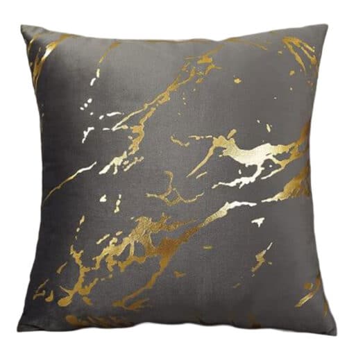 GREY WITH GOLD MARBLE PILLOW, 20×20