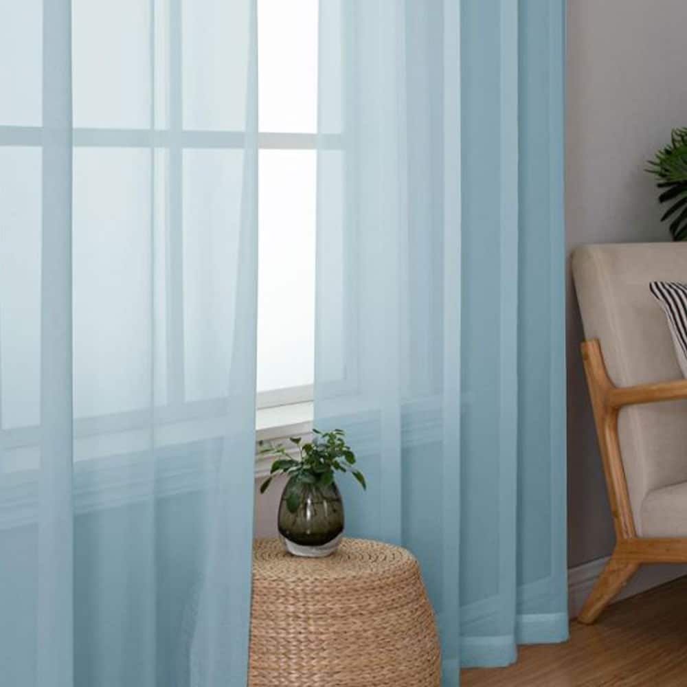 LIGHT BLUE SHEER 2 PANEL DRAPERY, 42x96