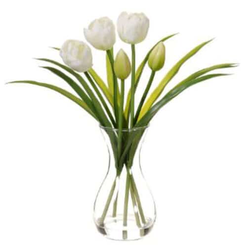 13″ TULIP VASE, WHITE