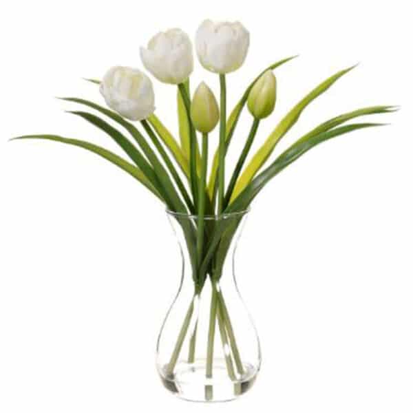 13" TULIP VASE, WHITE