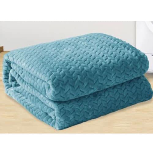 SLATE BLUE JACQUARD FLEECE THROW, 50×70